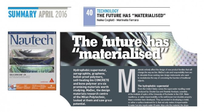 The future has “materialised” pubblicato sulla rivista Nautech!